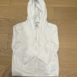 Athleta Girl lightweight white zip hoodie size medium 8-10 pristine thumb holes